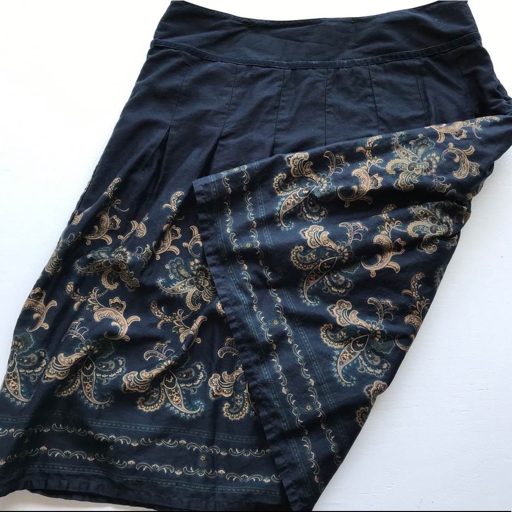 Navy/Gold Full A-Line Skirt - Janeville